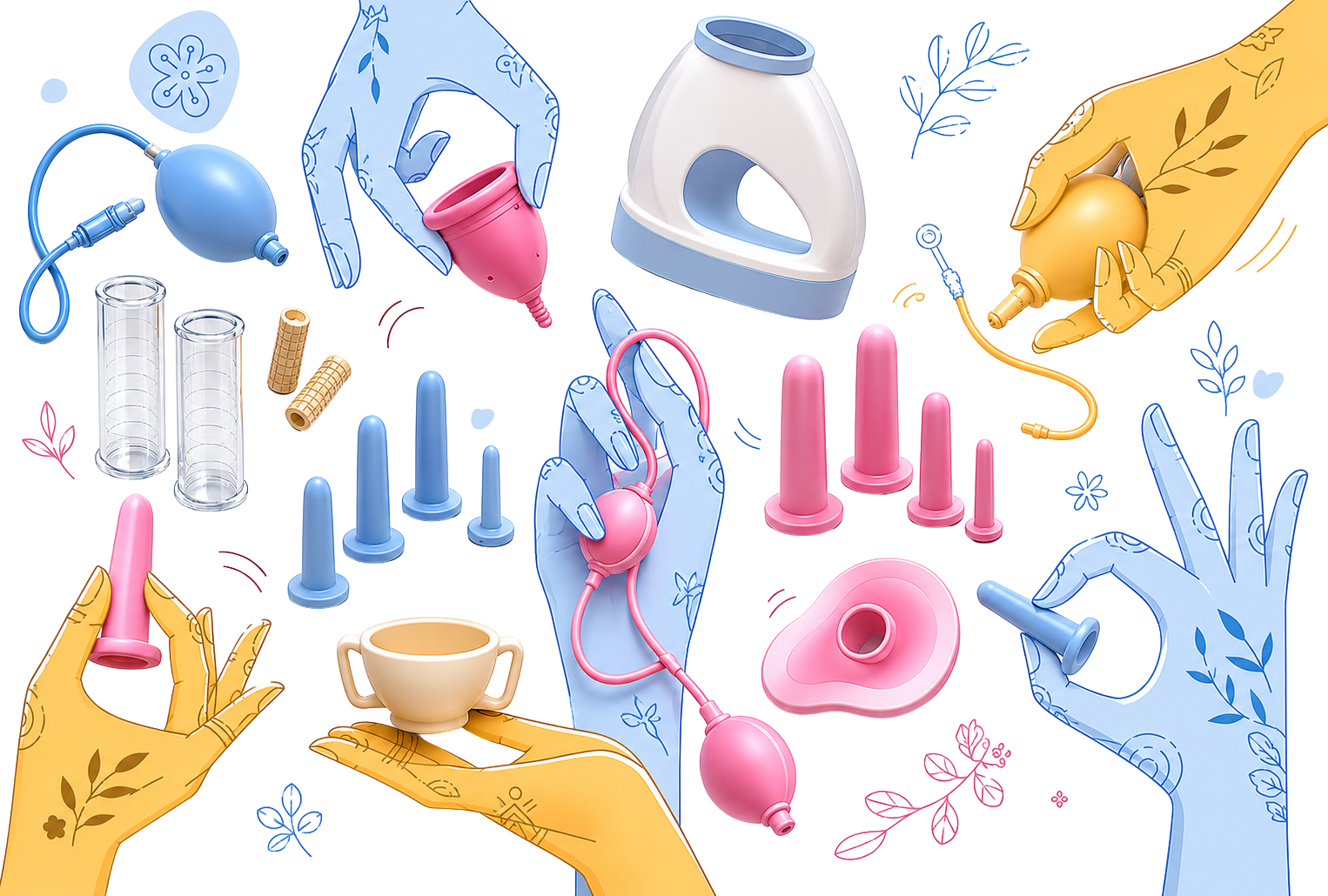 three women holding jupiter menstrual cup in their hand