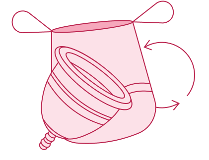 menstrual cup and potli