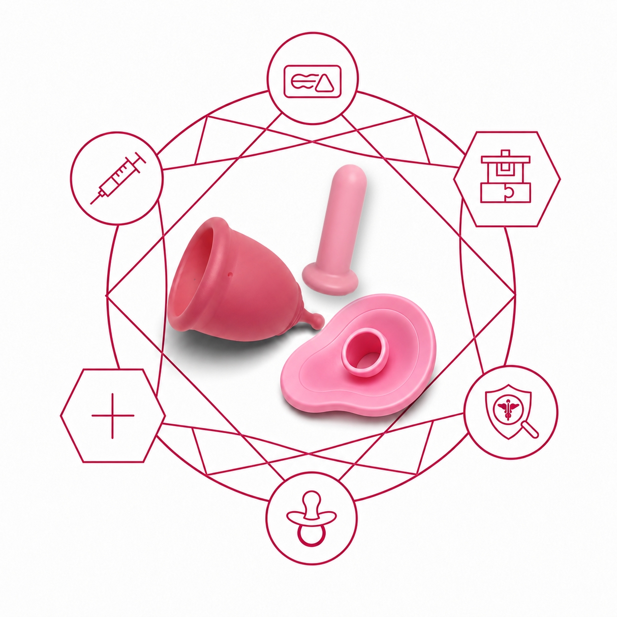 three women holding jupiter menstrual cup in their hand